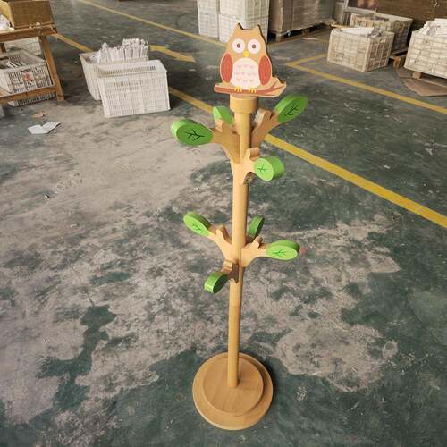 木儿童衣帽架立式实装落地式卡通动物款儿园宝组宝书包架幼卧室衣