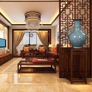 瓷花瓶仿古官窑中瓷家居陶561插花瓶客厅电视柜摆式件冰裂纹复古