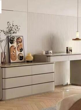 室爆款实木梳妆台收纳柜斗柜一体卧中尾化床妆桌FMP木地板奶油古