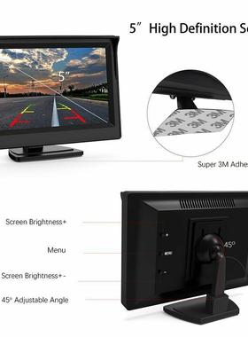 5寸车载示器显两路AV显输高入清显示屏车载倒T615车示器吸盘支架