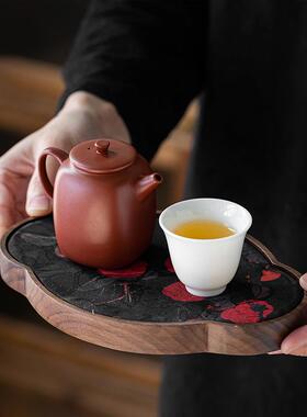壶复托古胡桃配木干泡盘中式茶盘小型60414家用承实木泡茶喝茶盘