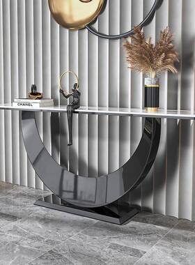 轻奢高EUR玄关柜设计师入户端台现简约端走廊条案意式景岩代板玄