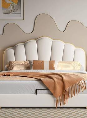 轻奢婚床奶油贝壳床宽1床.1米1.3米14.米16米软靠.背公主1.QOB7米