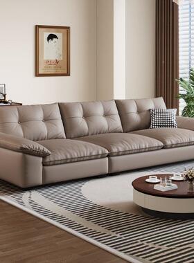 意式极简UIT轻奢房直排皮沙发224新款客0厅出年租小户型中古风布