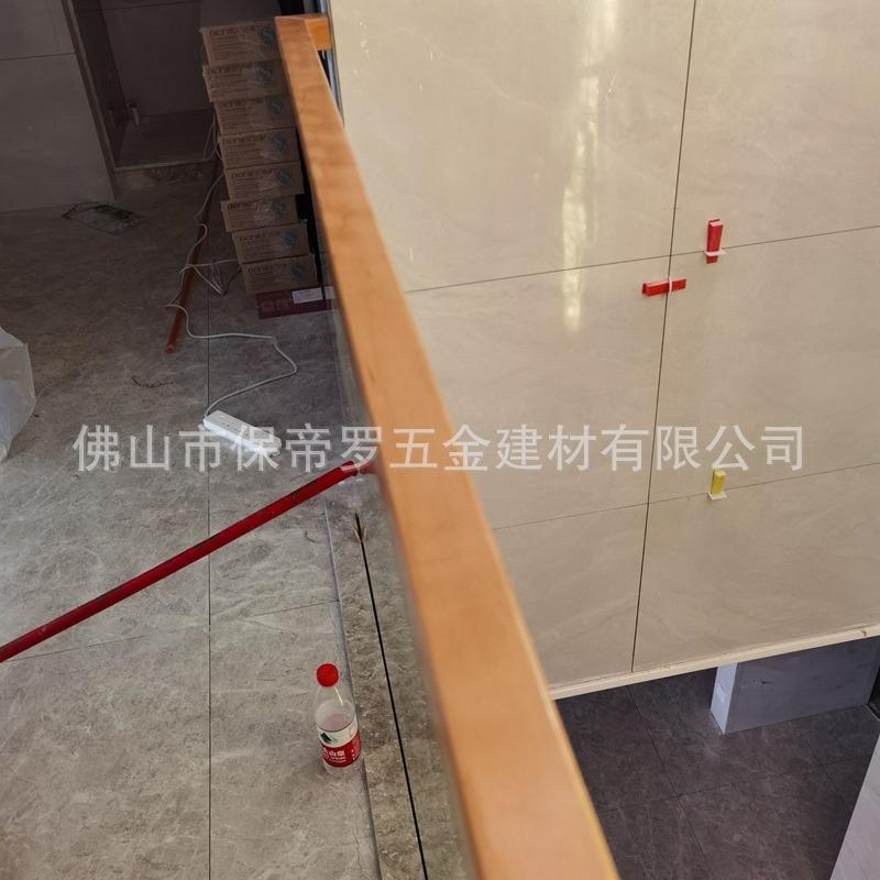 无框楼梯玻璃杆护12485地槽无框玻璃楼栏简约榉木梯扶栏手