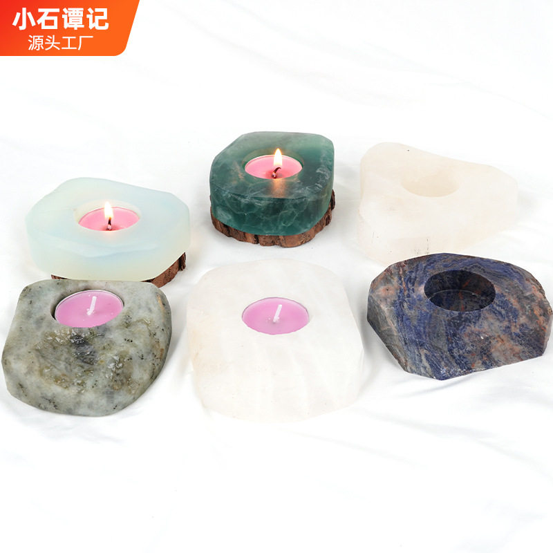 天然水晶原石设计感烛台水晶石婚庆蜡烛台欧美家居现代桌面摆件