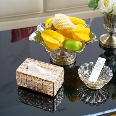 大气风欧客厅家用装ltao1024茶饰摆式件华水果盘玻璃果盘奢轻奢几