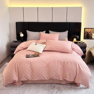 轻奢简约格子提花洗棉版 376B床包水床直笠新款 四件 AYYDS 畅销时尚