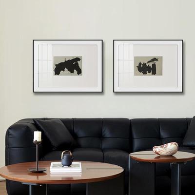 现代简约客厅JX202508沙景发背饰装黑白抽象挂画水墨艺术卡纸玄关