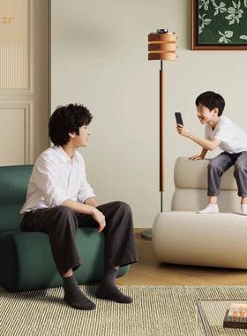 奶卧油毛毛虫懒人KVC沙发可其躺可睡室阳台休闲单人风沙发他织物