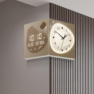 现代简约客厅挂钟025新款打时拐来运转数显钟2表免石来好运孔角钟