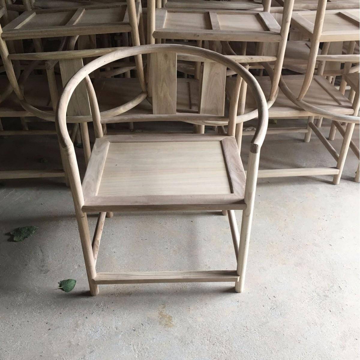 2023山新中靠茶背878圈椅老榆木式家具新中式字圈椅木质桌椅餐椅