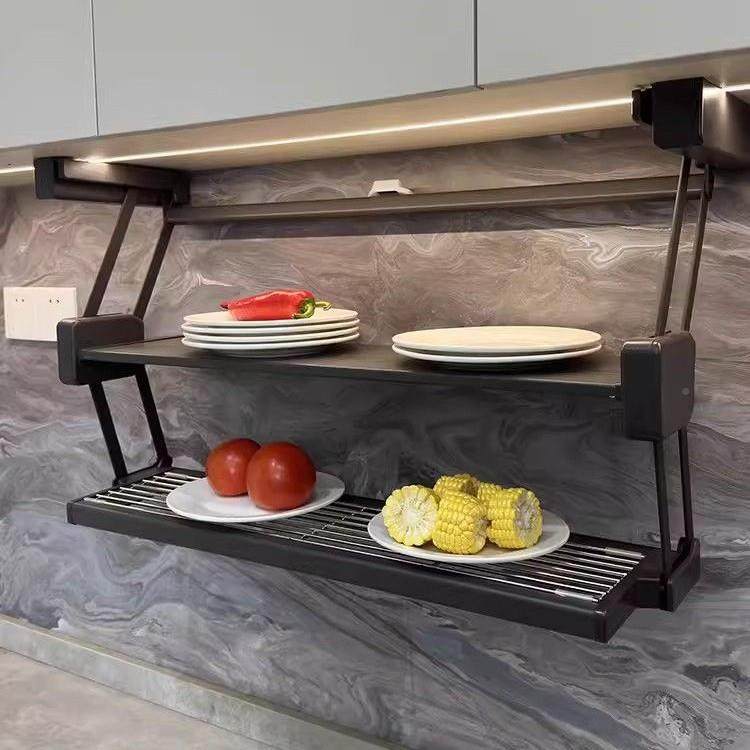 吊柜折CD590015置物架下拉叠式纳双层升降伸缩备菜调料碗收碟储物,厨房/烹饪用具,抹布架/厨房清洁收纳架,淘宝优惠券,粉丝福利购,淘宝优惠卷