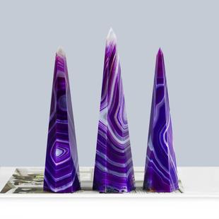 热卖天高Z紫缠丝然水晶品质原石饰紫缠丝瑙单尖塔装品收玛藏摆件