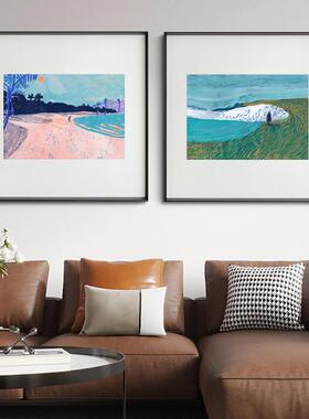 红色的日落法国插画师古油画方复形现代简约装饰客画QB202009厅卧