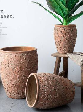 花盆藤花绿植盆花栽落地客厅阳F99009台园装饰简约红色泥花器北水