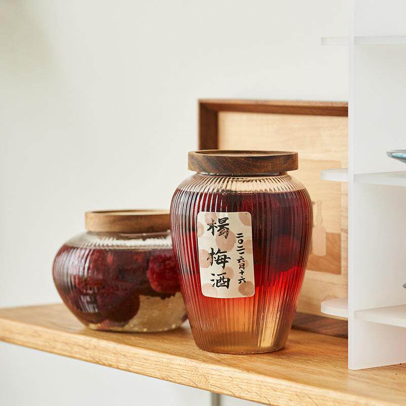 源大号非杨梅泡酒罐盖密封酒罐青梅酿酒头258罐果酒容器木玻璃瓶