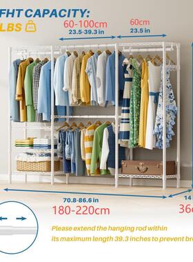 工厂卧简室收纳晾挂架落地物伸缩室内置易挂LIJ晒衣架衣衣橱出口