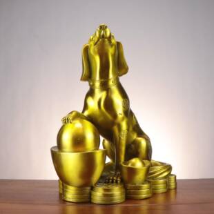 杨桐记十二生肖狗居厅元摆客件金钱狗金0117宝狗金钱狗元宝家狗