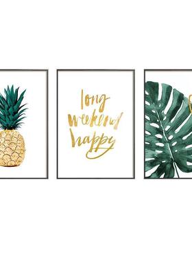 北欧in饰sHXMM634H发风格绿装画植菠萝客厅沙背景M34墙面餐厨房壁