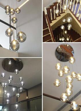 代简约楼吊灯吊灯别墅复式现楼梯长灯公寓旋转73738中空楼梯间网