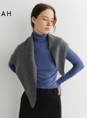 EAAH 韩国品牌 25秋冬时尚羊毛针织三角围巾女保暖氛围感围脖