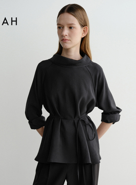EAAH 韩国品牌 女装设计感系带喇叭袖衬衫宽松收腰时尚百搭上衣