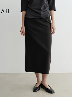 EAAH 韩国品牌 25秋冬长款开衩半身裙女中长款通勤百搭显瘦包臀裙