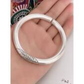 正品 999银手镯银实足银心原创设计牡丹 手工私人礼定制纯手镯女生