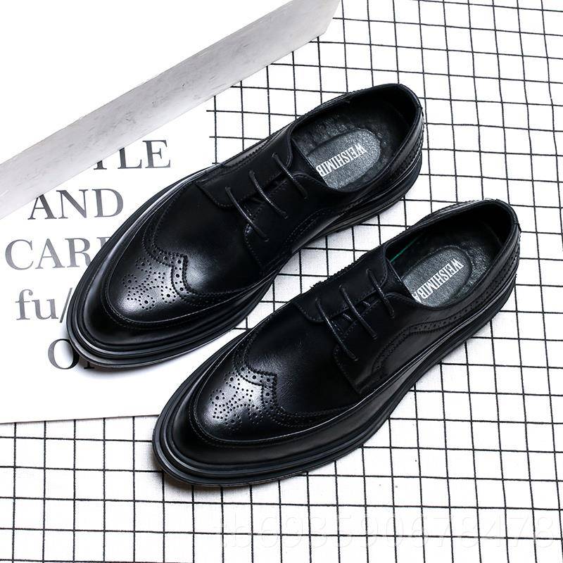 正品布季洛克雕花男秋鞋英伦韩版漆皮年潮鞋青男士透气休闲增高皮