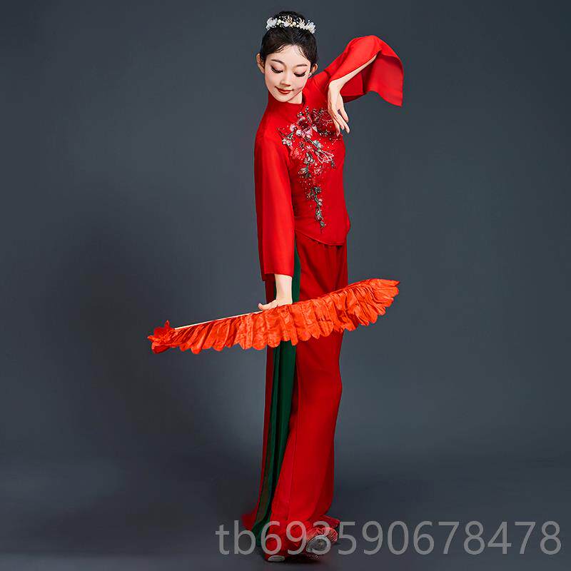 正品2205新款秧歌舞蹈女服舞装飘逸中老年扇子演出服中国风手绢舞
