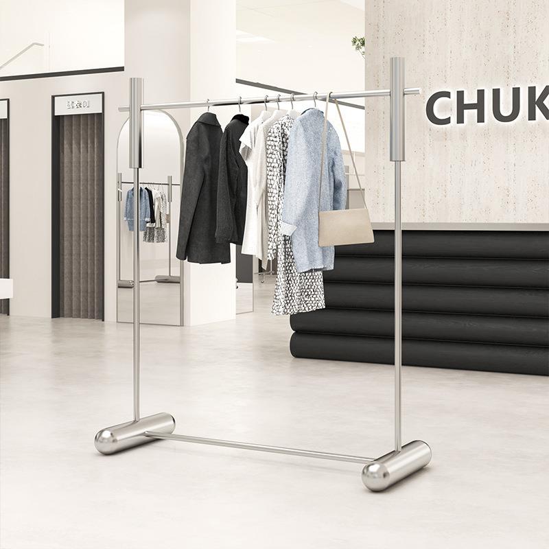 服店装展架不锈钢加粗中岛架挂衣841男女装店架落地式陈列示道具