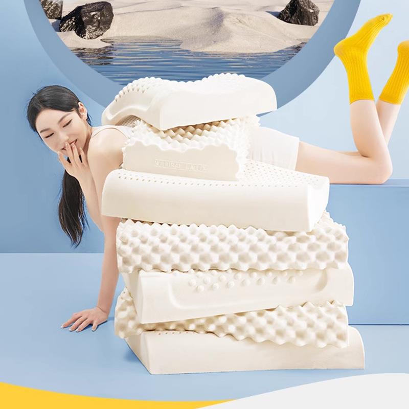 泰国乳胶枕头正护颈椎枕用助睡眠家人整头一对单装天然橡胶枕2025