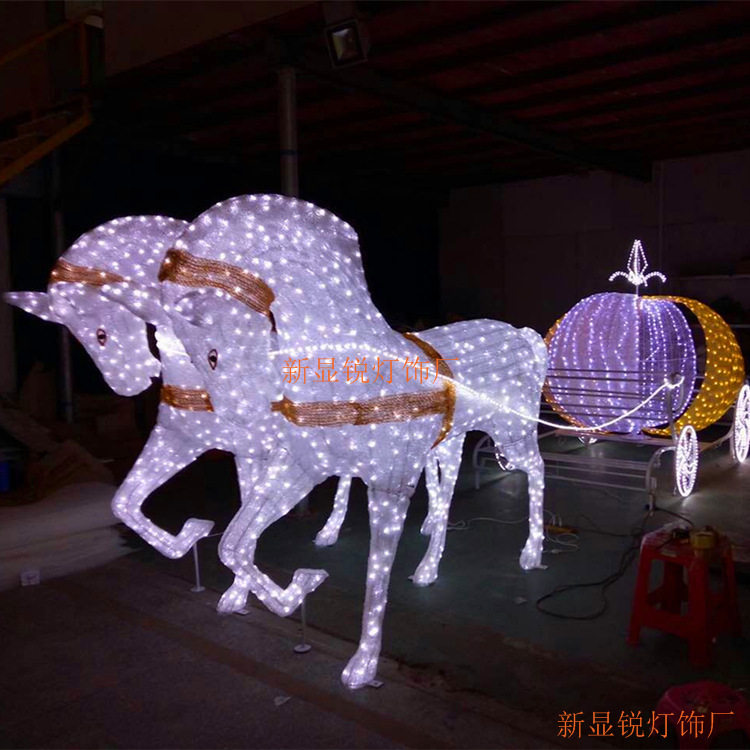 LED仿真马拉车 发光马拉南瓜造型车灯 户外节日装饰防水美陈布景
