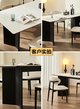 中古木实岩板餐组桌代简约长方形餐桌现椅合极简意式大CZ-05230小
