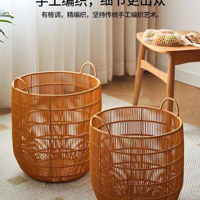 高颜值轻奢仿店藤编脏衣篮用脏衣洗篓酒衣脏衣家服收纳筐MS00112