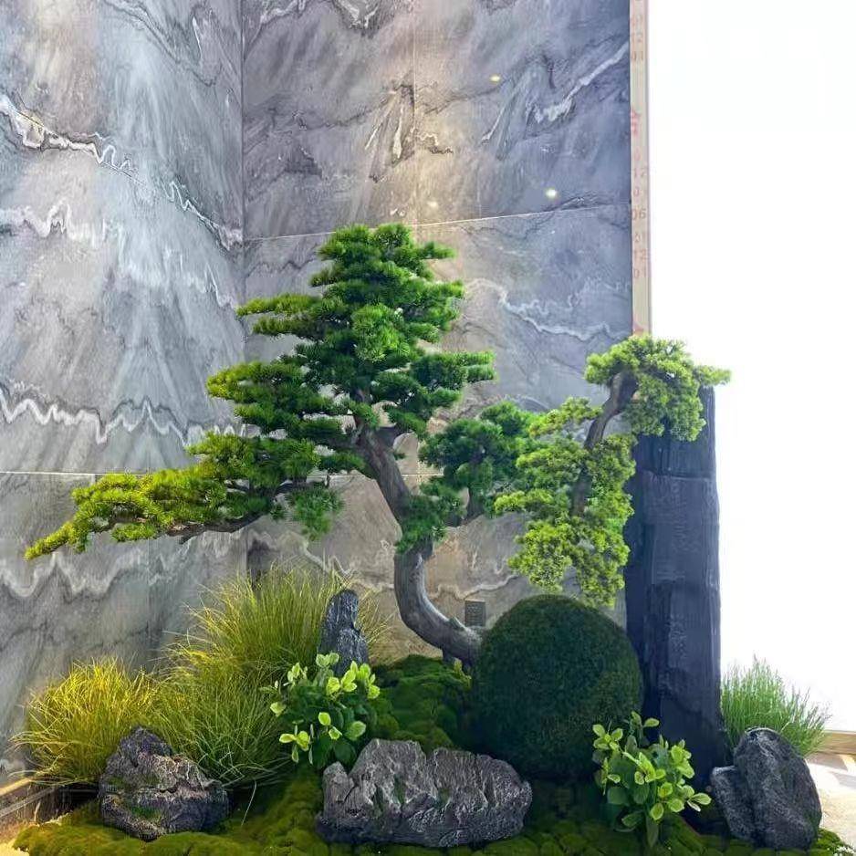 绿仿真迎客松大型高假树景松树仿生植ap-456造端轻奢室内外景观植