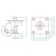 AF50脚带-调节脚轮型万向轮平板式底板102*102（孔AF-50距8075）*