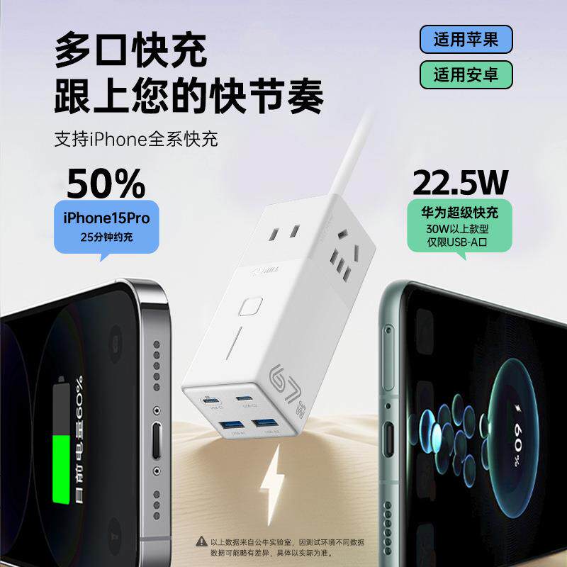 公牛氮化镓插板充电器20W/30座W86/67插W桌面手机排usb快充插排插