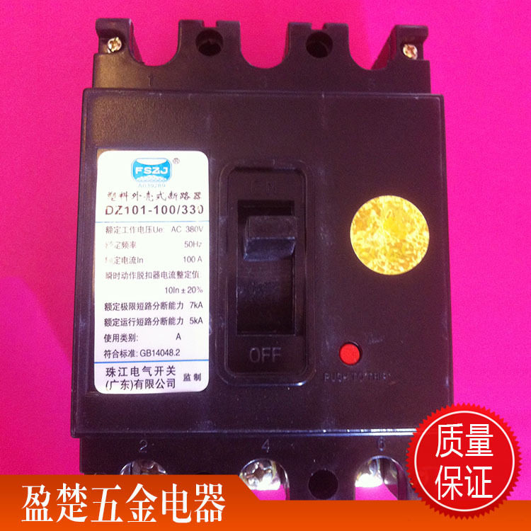 厂家直供珠江电器开关DZ101L-100/330塑壳断路开关漏电保护开关