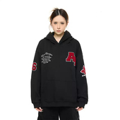 字母贴布绣连帽卫衣男秋冬新款 云屿川美式 秋季 宽松百搭上衣