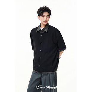 拼接设计假两件短袖 街潮高街个性 New现货美式 云屿川26夏季