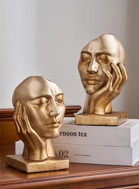 树脂工艺品办公室客厅书房书桌装饰摆件高级感小众人脸书档书立