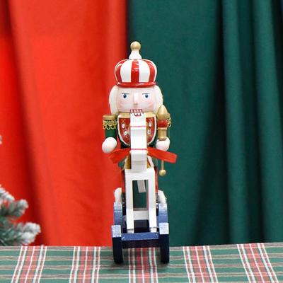 骑马新款30CM胡桃夹子装饰摆件木质工艺品摇马木战马胡桃兵木偶人