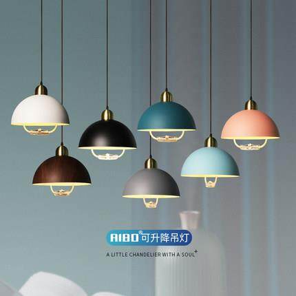 马卡龙伸缩升降餐厅吊灯现代简约创意个性吧台灯书房卧室床头吊灯