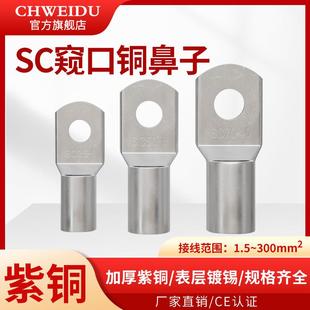 窥口镀锡线耳接线端子头接线鼻 SC铜鼻子6 70平方