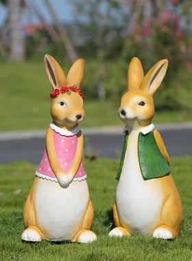 户外花园装饰庭院创意仿真可爱小兔子摆件树脂工艺品园林景观雕塑