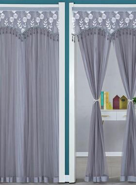 门帘家用打孔伸缩杆免四通用卧室防蚊季挡B5sRN5Rm不透人蕾丝隔断