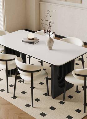 德丰利岩板餐桌复中古风实木餐桌椅组合现代简约古85516风户小型