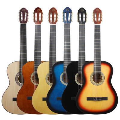 39男椴木古典3910古典他guitar女初学入门成寸吉人圆角木吉他套装